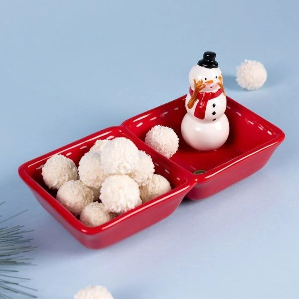 Менажница 2 секции 22*11*10,5см керамика Christmas Gift (18)