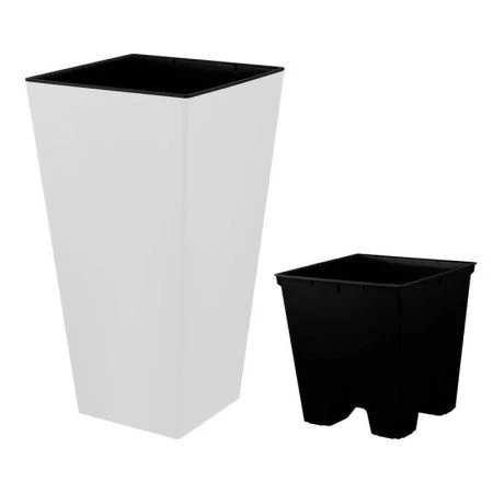 Горшок для цветов 34л 300*300*564мм пластик London Cube c дренажной вставкой 19л белосн.жасмин (4)