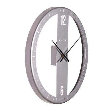 Часы настенные 32см металл РУБИН Классика открытая стрелка, серебряный (10)