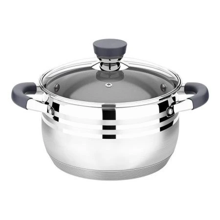 Кастрюля 6,5л нерж.сталь Mercury стекл.крышка 24см капс.индук.дно LR02-474 (6)