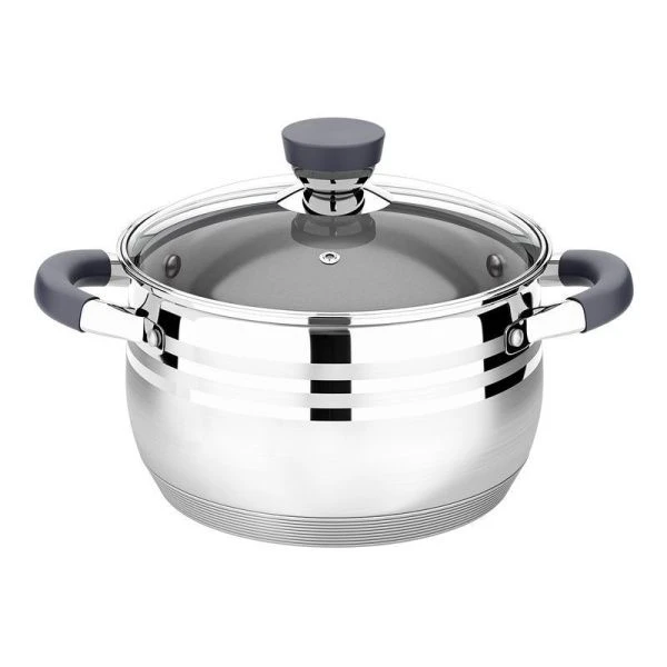 Кастрюля 3,9л нерж.сталь Mercury стекл.крышка 20см капс.индук.дно LR02-472 (12)