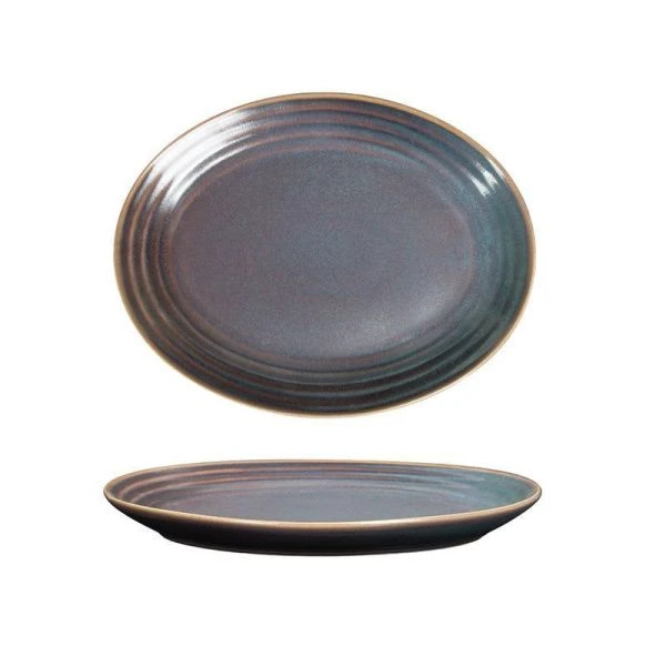 Блюдо 33*25,5см фарфор TERRA овальное сине-коричневый [11040] (6)