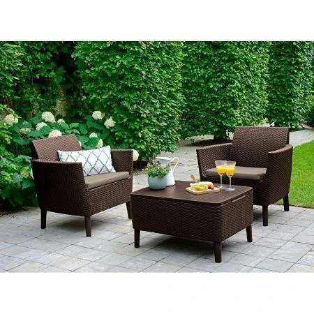 Набор мебели пластик Salemo balcony set (2 кресла, стол) коричневый (1)