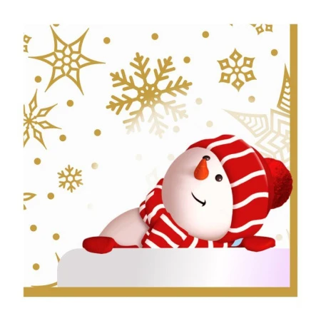 Салфетки бумажные новогодние Лори 2-х слойные 33*33 Снеговик 56455 (16)