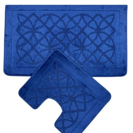 Набор ковриков в ванную 2пр 60*100/50*60 полипропилен MAXIMUS 6957 D.BLUE тёмно-синий 2582