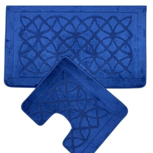 Набор ковриков в ванную 2пр 60*100/50*60 полипропилен MAXIMUS 6957 D.BLUE тёмно-синий 2582