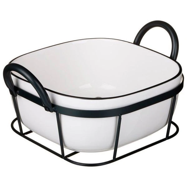 Форма для запекания 2,1л 26,5*21*12,5см фарфор FAMILY FARM  на мет. подставке (8)