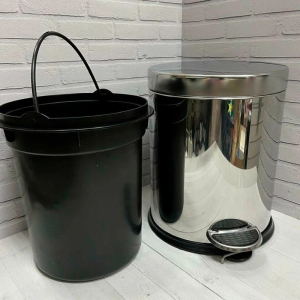 Ведро для мусора 5л металл круглое, внутр.пласт.контейнер 21*26,5 с педалью (410400) (4) Ведро для мусора 5л металл круглое, внутр.пласт.контейнер 21*26,5 с педалью (410400) (4)