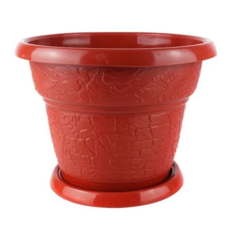 Кашпо 3л д230мм пластик ФАНТАЗИЯ №3 с поддоном коричневый Ме (30)