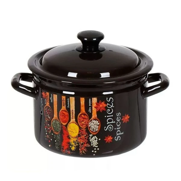 Кастрюля 4л эмаль КАРРИ коричневая с рис. цилиндрическая борт. 41704-142/6-У (4)