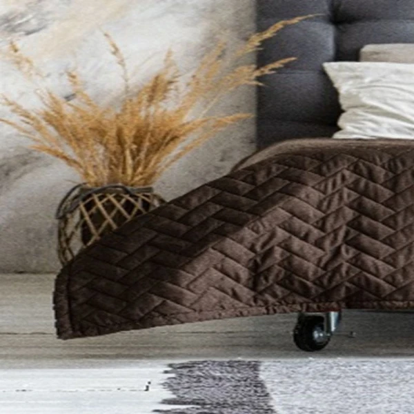 Покрывало стёганное 220*200 микрофибра шоколад (1)