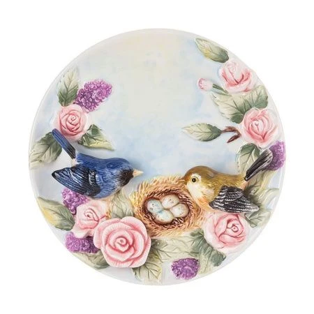 яяяТарелка декоративная настенная керамика 20,5см Птицы на ветке (без подставки) инд.уп. (24)