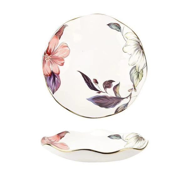 Тарелка мелкая 20*4см фарфор отводка золотом ОЛЕАНДР (24)