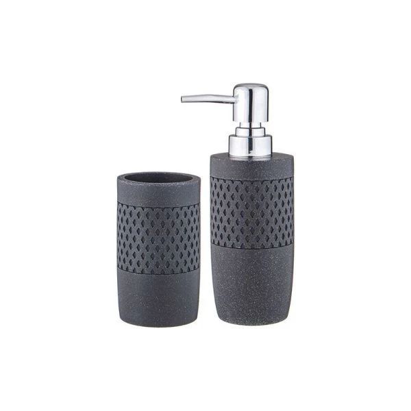 Набор для ванной комнаты полирезин 2пр (дозатор, подставка для зубн.щеток) (8)