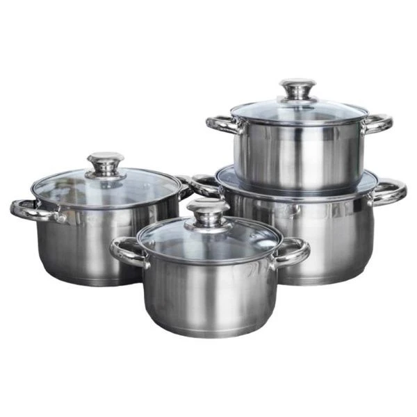 Набор кастрюль 4пр 2,53,54,56л нерж.сталь АРИЯ со стекл.крышками Set 2 - R-151 (2)