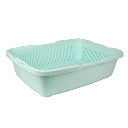 Туалет для кошек бол. с сеткой 230*420*110мм пластик ментол 233 (30)