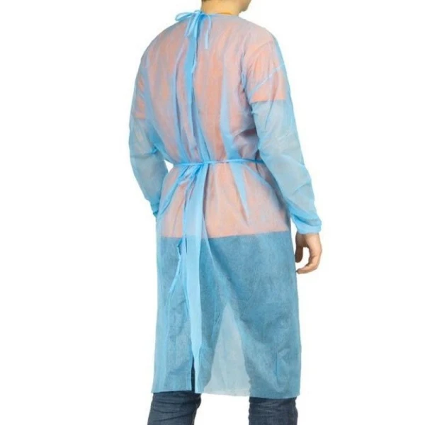 Халат одноразовый операционный спанбонд 110см голубой, рукава на резинке р-р XXL, пл. 25г   (80)