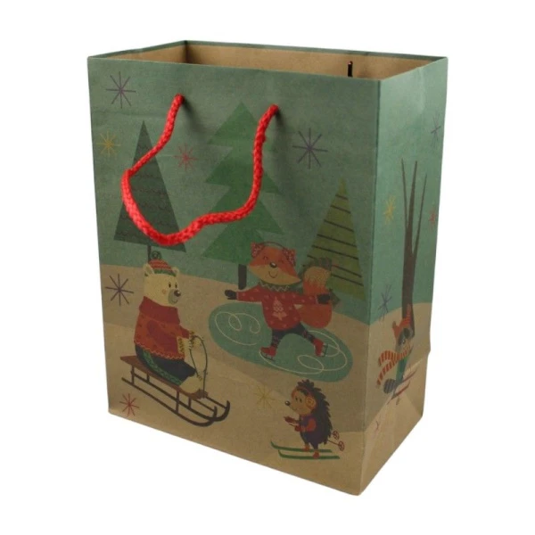 Пакет новогодний крафт 18*23*10см Любители кататься (12/240)