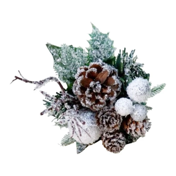 Украшение новогоднее Ветка 20*13см СОСНА с шишками заснеженная OSTVR024342/JC-16447 (288)