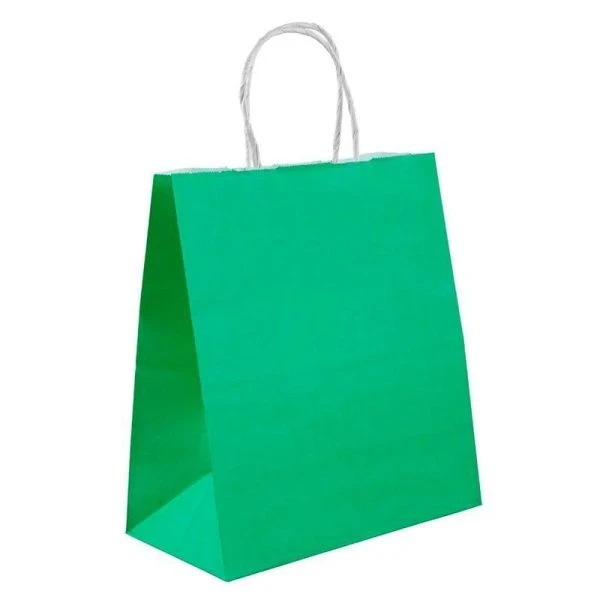 Пакет бумажный с кручеными ручками 22*25*12см зеленый (250)