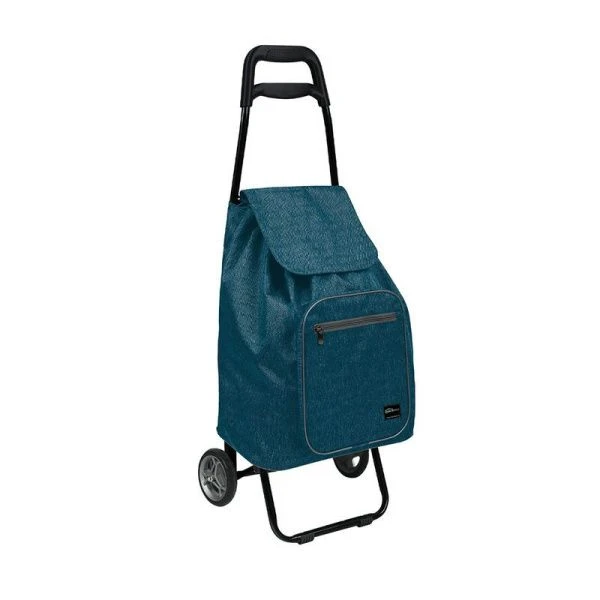 Сумка-тележка на колёсах металл/текстиль меланж синий СХ2/2 (1)