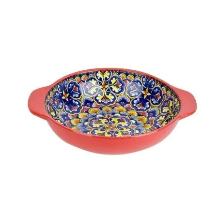 Салатник 1,2л 24,5*20,5*6см фарфор Arabesque красный с ручками (24)