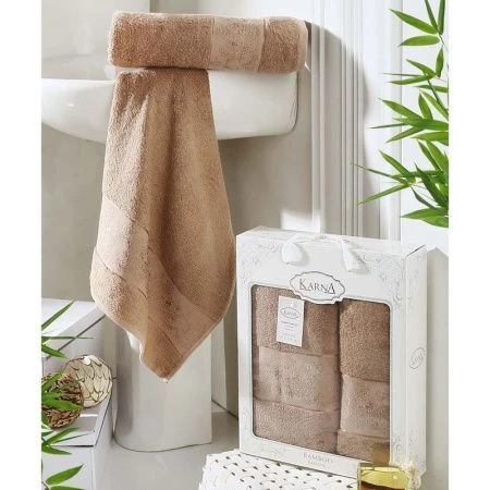 Набор полотенец 2пр 50*90/70*140 бамбук Karna PANDORA (Капучино)