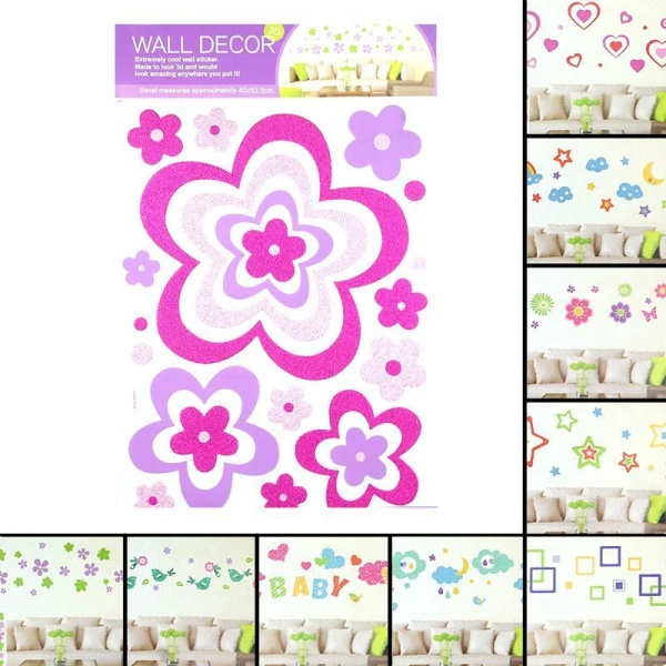 Наклейка декоративная 58*40см (12видов) EXF1001-1012 (120)