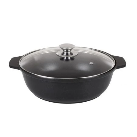 Жаровня 3л алюминий АП 2-х слойное ТРАДИЦИЯ стекл.крышка (5)