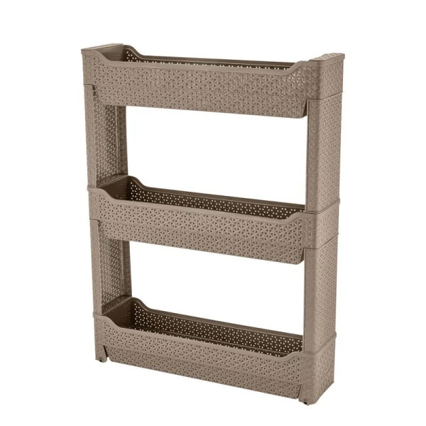 Этажерка 3 секции 52,5*13,5*69см пластик Wenge серый узкая (5) 221307735/04