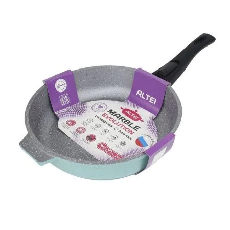 Сковорода 24см алюминий АП Marble evolution silver со съемной ручкой (10)