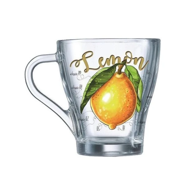 Кружка 250мл стекло Грация ПОЛЕЗНЫЙ ЛИМОН (20)