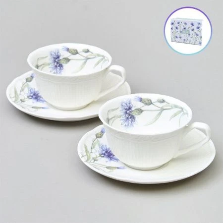 Чайный набор 4пр фарфор ВАСИЛЬКИ на 2 персоны 250мл (12)