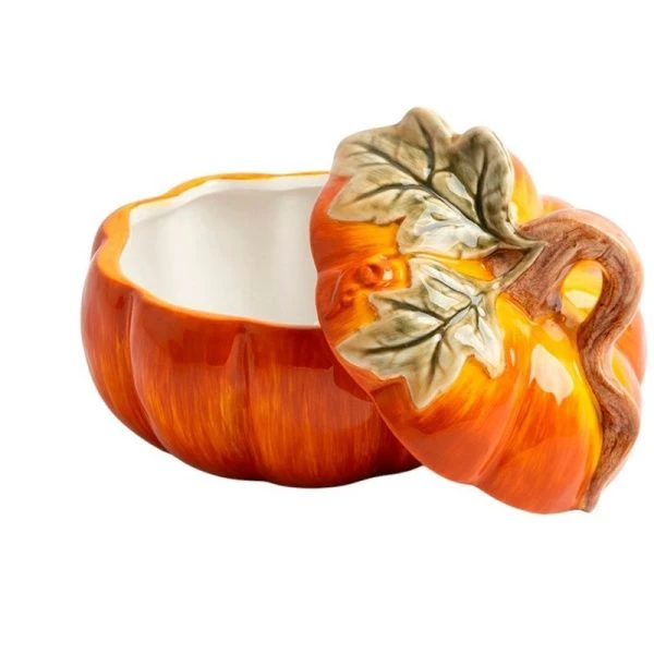 Емкость для хранения 520мл 13*12см керамика Тыква оранжево-зеленая ANLAF-FDWS-031224-7