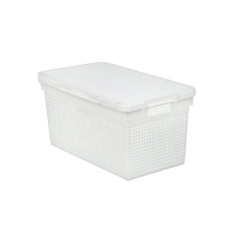 Корзина для хранения 21л 450*260*240мм пластик ЛОФТ белая узкая с крышкой (10)
