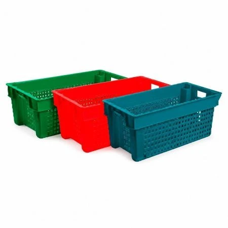 Ящик продуктовый пластик Аврора 60*40*20см с перфорацией стенок цветной (1) 130155