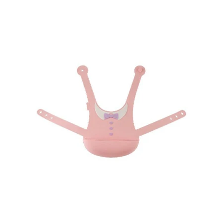 Нагрудник детский 20,5*9,1*4,7см силикон с застежкой на спине розовый (14) ВЫВОД