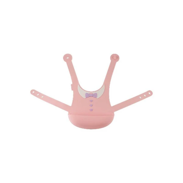 Нагрудник детский 20,5*9,1*4,7см силикон с застежкой на спине розовый (14) ВЫВОД