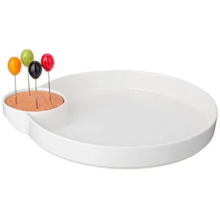 Менажница 2 секции 32*28*3,5см фарфор NATIVE 4 вилки (8)