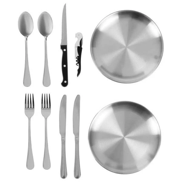 Набор подарочный 11пр (3 ножа, 2 вилки, 2 ложки, 2 тарелки, открывалка) (6)