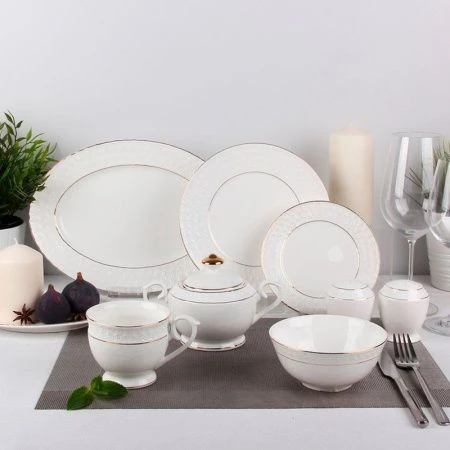 Столовый набор 49пр керамика СНЕЖНАЯ КОРОЛЕВА круг на 6 персон СРТ0262-А (1)