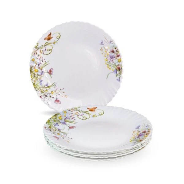 Тарелка мелкая 24см стеклокерамика РОМАШКИ обеденная (36)