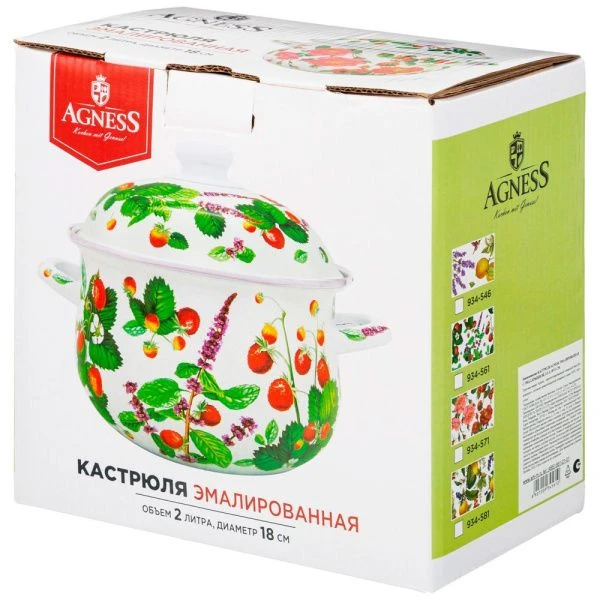 Кастрюля 2л эмаль ФРУКТОВАЯ КОРЗИНА с крышкой 18см выс.11см (6)