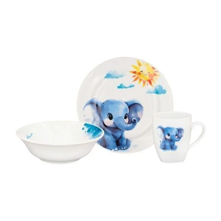 Набор детской посуды 3пр (тарелка 17,5см, салатник 360мл,кружка 210мл) фарфор СЛОНИК Глория (4)