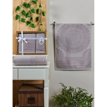 Набор полотенец махровые 2пр 50*90/70*140см жаккард PHILIPPUSA BELICA 085 светло-лиловый подар.уп.