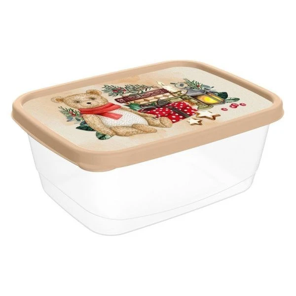 Контейнер для продуктов 850мл пластик ИГРУШКИ с декором бежевый прямоугольный (20) 223137527/10