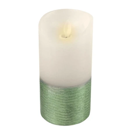 Свеча светодиодная пластик H15см D7,5см (на батарейках) зеленая JC-12268 (60)