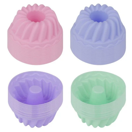 Форма для выпечки кексов набор 12шт силикон 7см 4 цвета уп.сетка YH173 (144)
