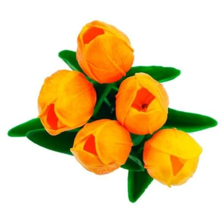 Цветы искусственные Букет тюльпанов  5шт 10*10*34см желтый  (30/240)