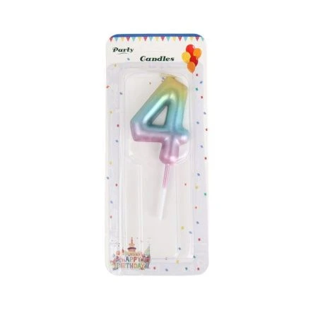 Свеча в торт парафин Цифра 4 градиент KL-5 (12/720)